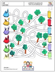 okul öncesi labirent bulmacai çalışma sayfaları